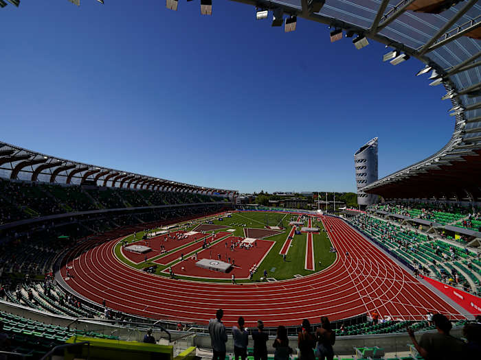 Hayward Field in Eugene, Oregon, is hosting the 2022 world track and field championships, the first held on U.S. soil.